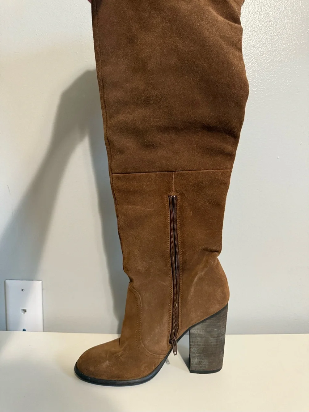 Carlos Tall Brown Suede Over-The-Knee Block Heel Boot